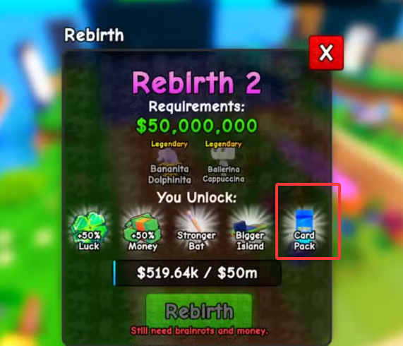 card pack rebirth